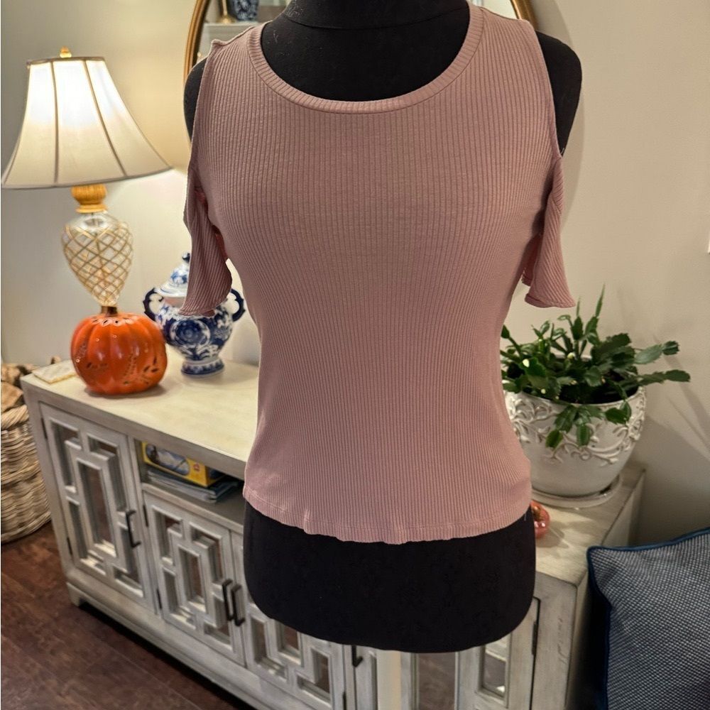 Pink Cold Shoulder Top
